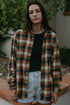 Tan and Navy Plaid Flannel Shirt with Lyrics- "I Carry Your Heart..."